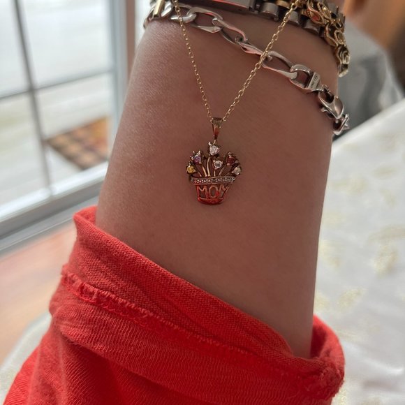 Mom!Diamond Necklace and pendent -5 different stones 925 Stamp on both - Picture 7 of 7